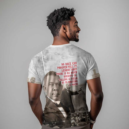 Booker T. Washington T-Shirt Halftone Portrait Design Tilling a Field Quote Historical Civil Rights Tribute Graphic Tee