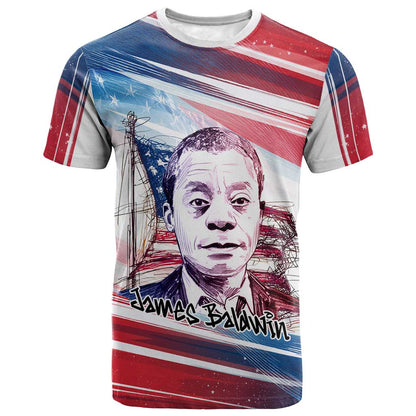 James Baldwin T-Shirt Artistic Portrait Quote on Love and Awareness Civil Rights Tribute Graphic Tee