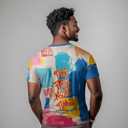 James Baldwin T-Shirt Colorful Graffiti Style Portrait The Fire Next Time Text Bold Civil Rights Tribute Graphic Tee