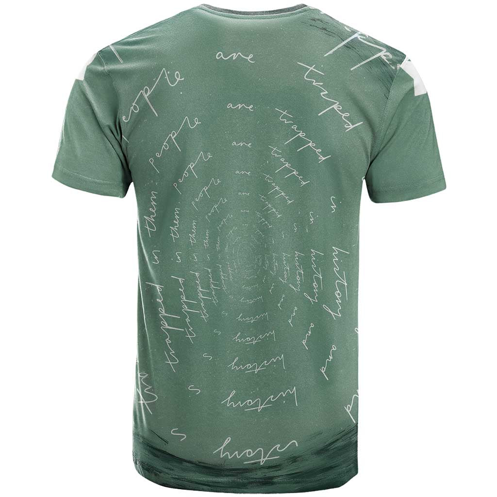 James Baldwin T-Shirt Green Handwritten Script Design Smiling Portrait Civil Rights and Literature Graphic Tee