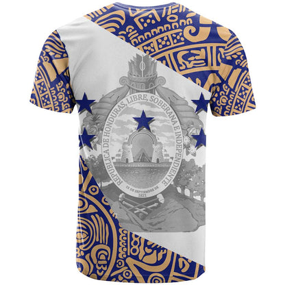 Honduras T-Shirt National Emblem Blended with Traditional Patterns - Cultural Heritage Design Graphic Tee
