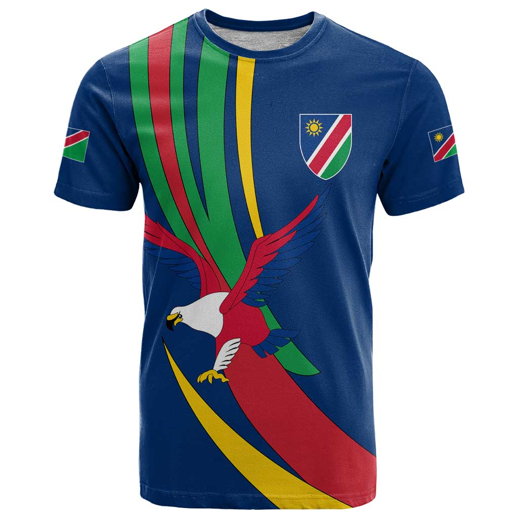 Namibia National Emblem T-Shirt Flag Colors & Symbolic Animals Design Graphic Tee