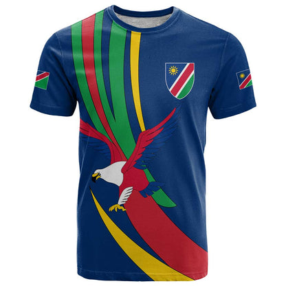 Namibia National Emblem T-Shirt Flag Colors & Symbolic Animals Design Graphic Tee