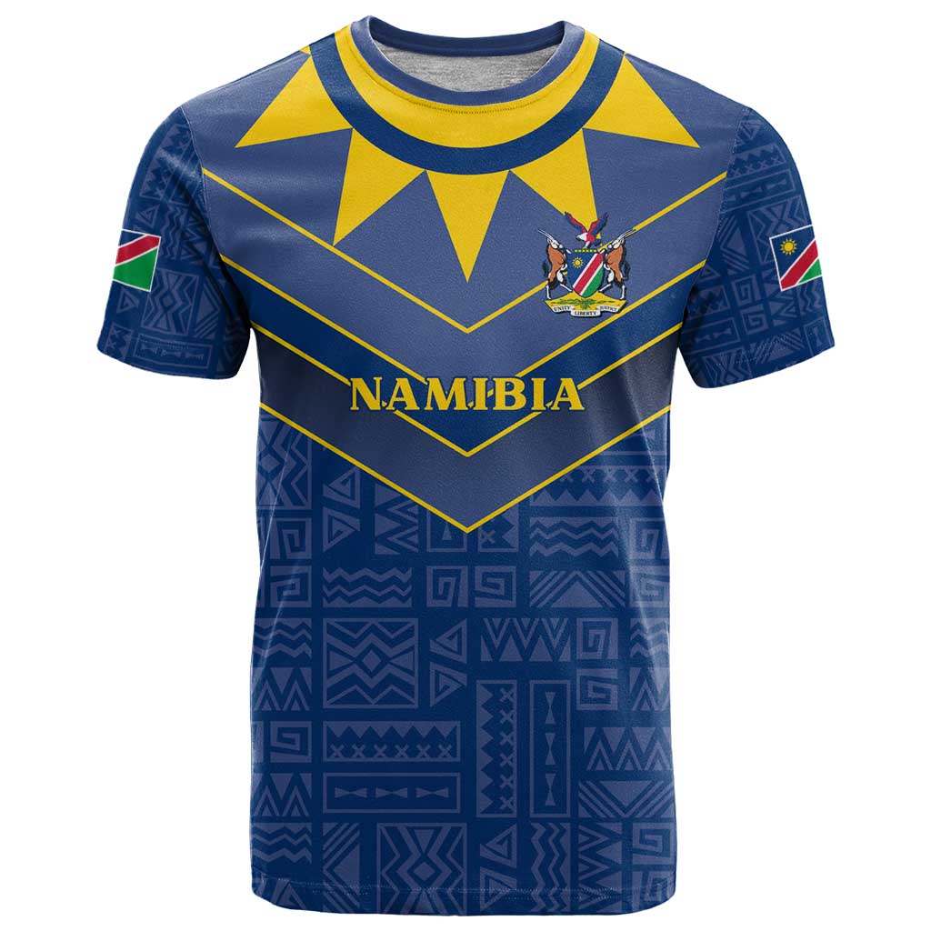 Namibia National Emblem T-Shirt Sporty Style with Traditional Patterns Graphic Tee