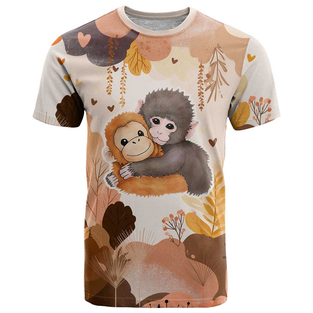 Punch The Monkey T-Shirt Cute Plush Baby Monkeys Hugging Graphic Tee