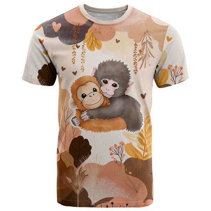 Punch The Monkey T-Shirt Cute Plush Baby Monkeys Hugging Graphic Tee