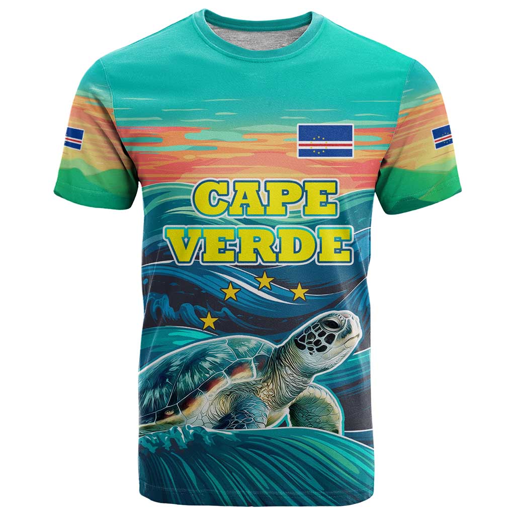 Cape Verde T-Shirt with Loggerhead Sea Turtle Ocean Sunset Spirit Graphic Tee