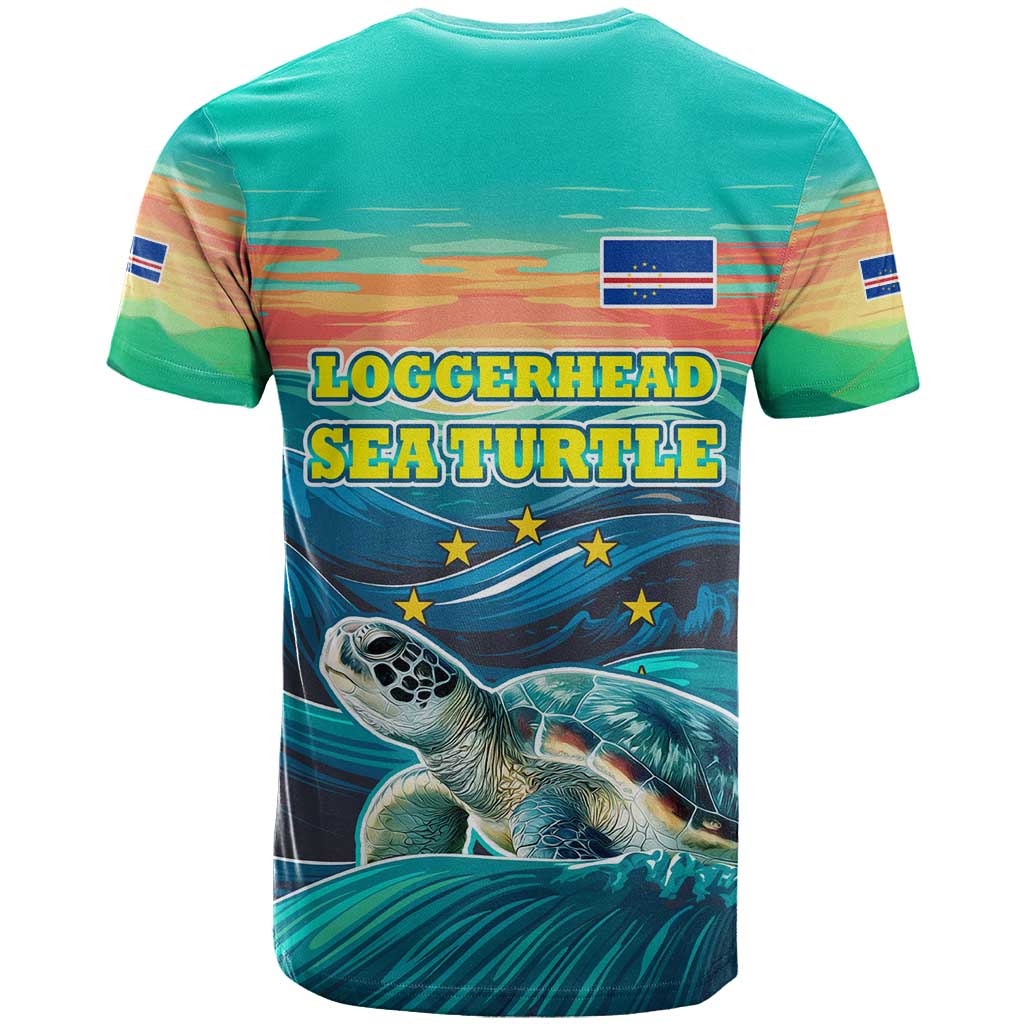 Cape Verde T-Shirt with Loggerhead Sea Turtle Ocean Sunset Spirit Graphic Tee
