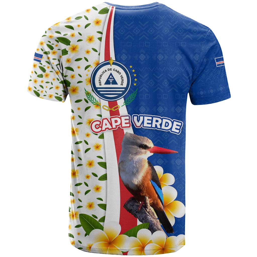 Cape Verde T-Shirt with Kingfisher Bird Floral Flag Spirit Graphic Tee
