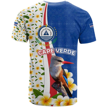 Cape Verde T-Shirt with Kingfisher Bird Floral Flag Spirit Graphic Tee