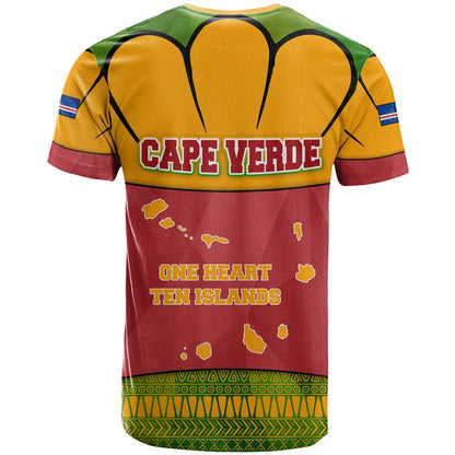 Cape Verde T-Shirt with One Heart Ten Islands National Emblem Spirit Graphic Tee