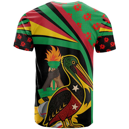 Saint Kitts and Nevis T-Shirt with Flag Colors and Tropical Island Design Graphic Tee