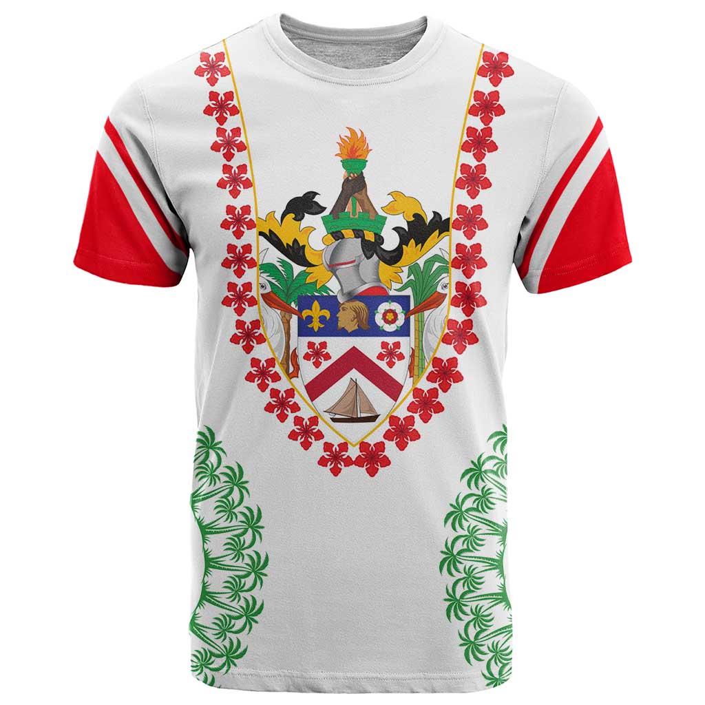 Saint Kitts and Nevis T-Shirt with Vibrant Flag Colors and Hibiscus Flower Design Graphic Tee