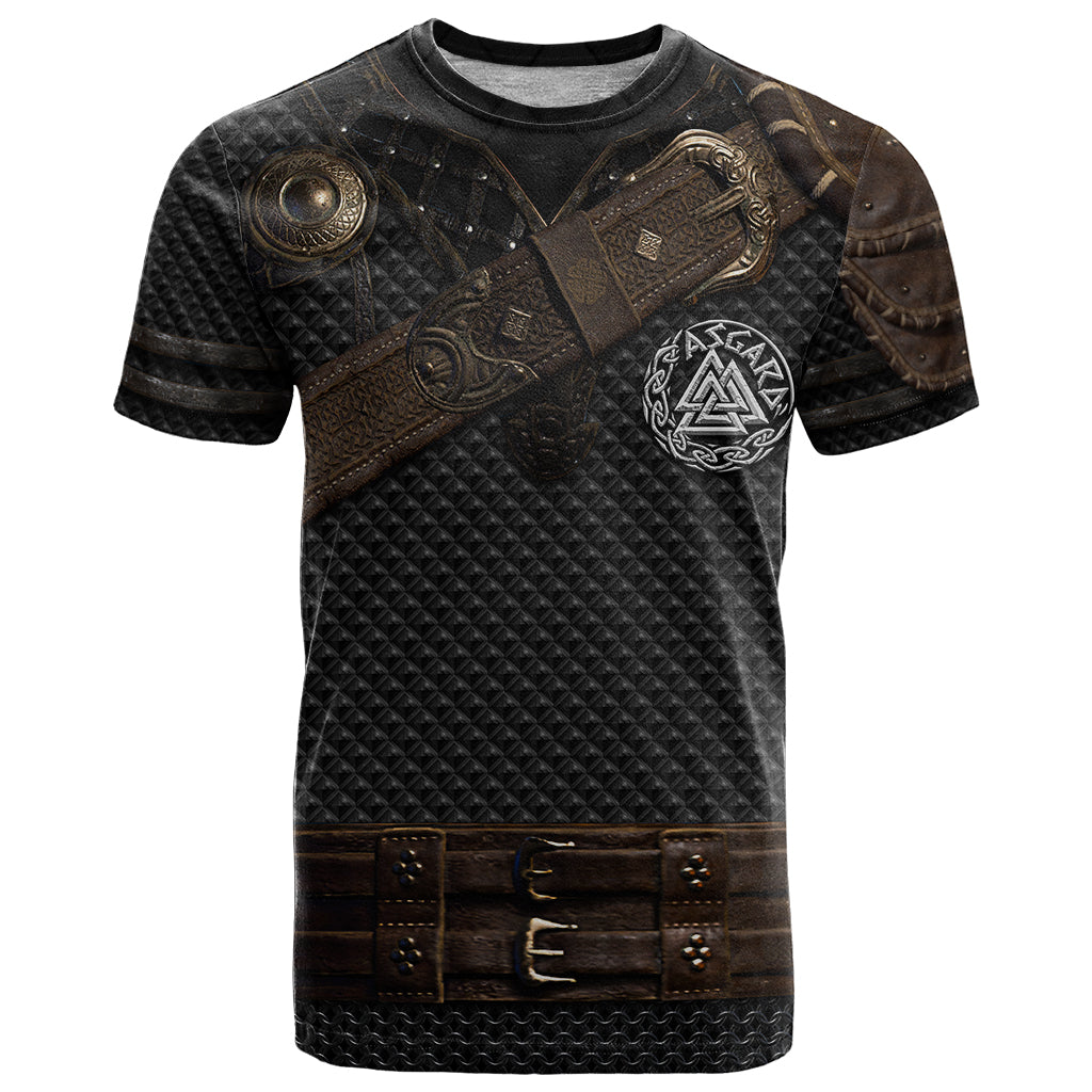 Viking Armor T-Shirt Vegvisir With Silver Chain Link Graphic Tee