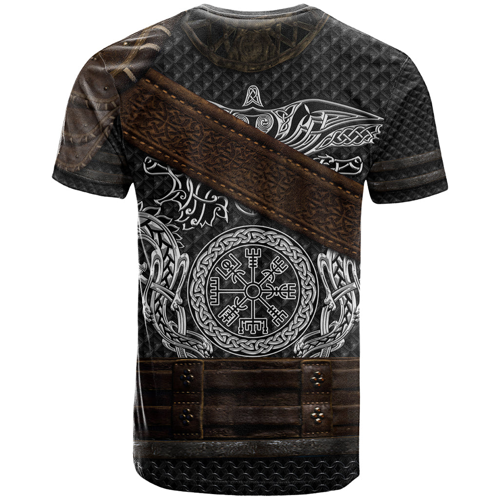 Viking Armor T-Shirt Vegvisir With Silver Chain Link Graphic Tee