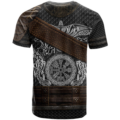 Viking Armor T-Shirt Vegvisir With Silver Chain Link Graphic Tee