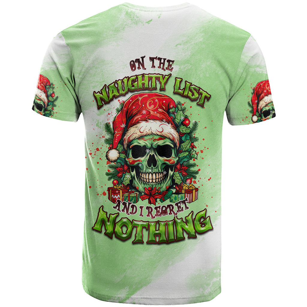 On The Naughty List Skull Christmas T-Shirt Graphic Tee