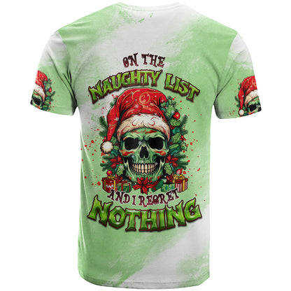 On The Naughty List Skull Christmas T-Shirt Graphic Tee