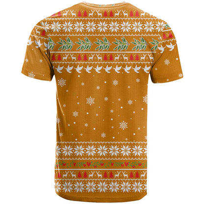 Cyprus Christmas T-Shirt with Santa Holding Doves Olive Branch Snowflakes and Holiday Graphic Tee