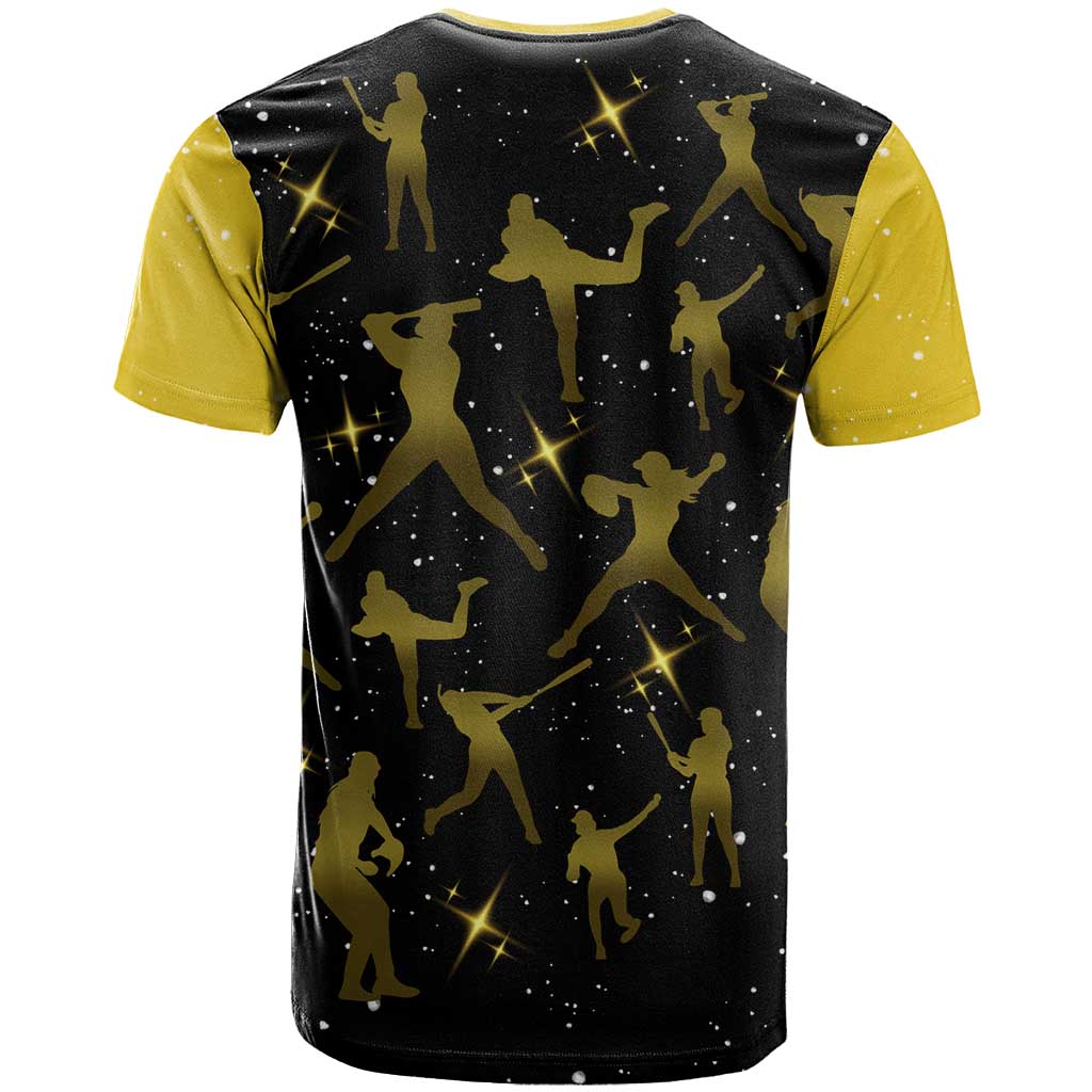Softball Sunflower Yellow Black Christmas T-Shirt Xmas Holiday Patterns Graphic Tee