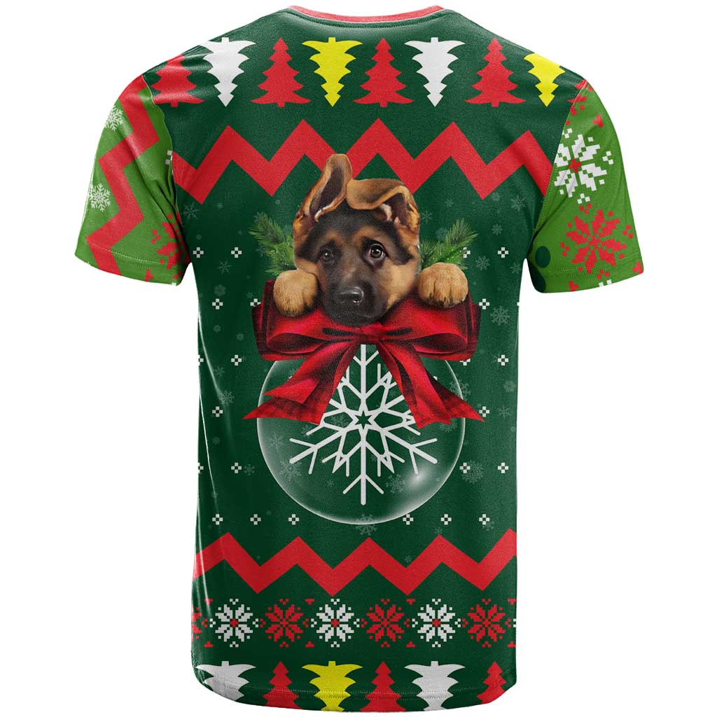 German Shepherd Ornament Christmas T-Shirt Xmas Holiday Patterns Graphic Tee