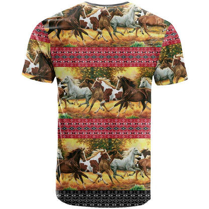 Horse Native American Pattern Christmas Christmas T-Shirt Xmas Holiday Patterns Graphic Tee
