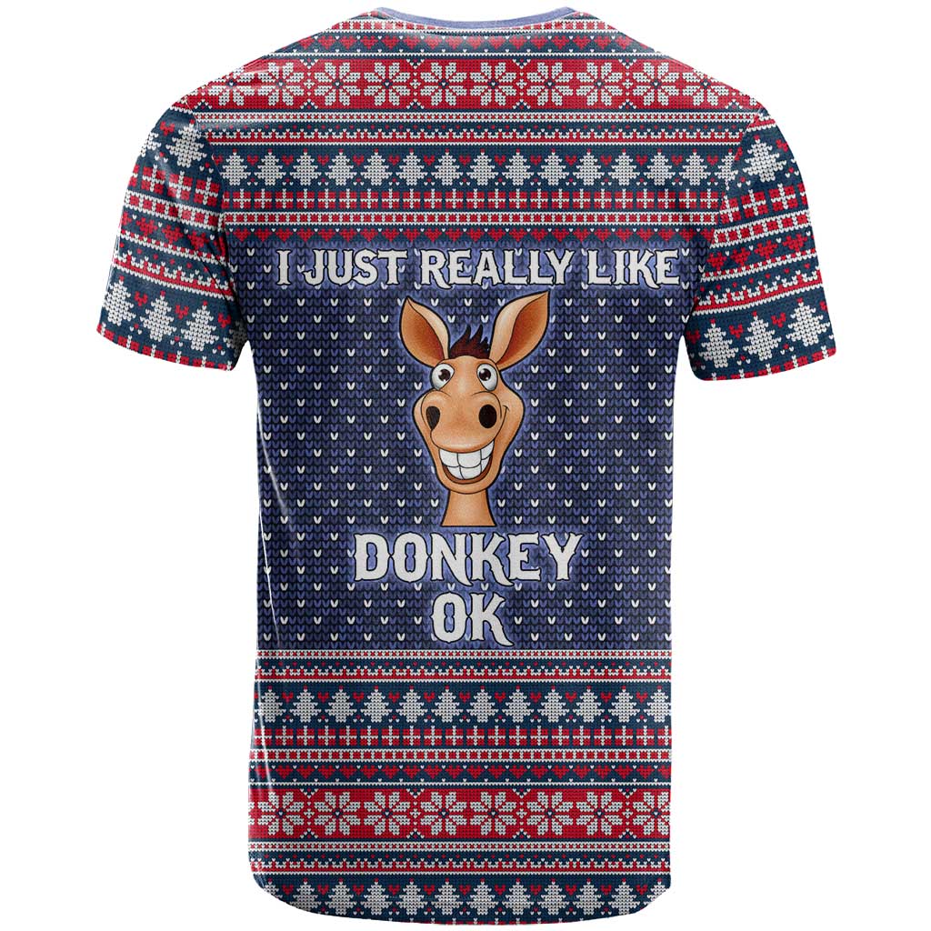 I Just Really Like Donkey Christmas Christmas T-Shirt Xmas Holiday Patterns Graphic Tee