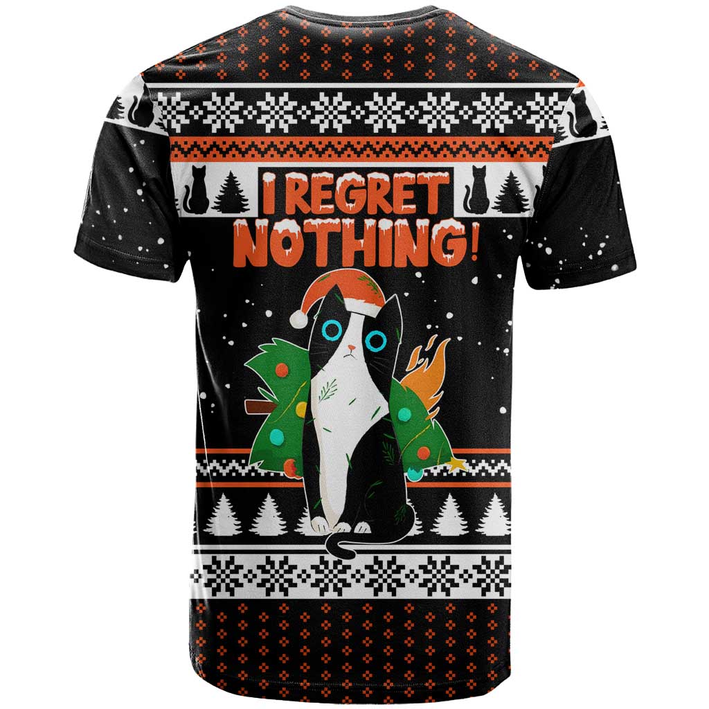I Regret Nothing Cat Christmas Christmas T-Shirt Xmas Holiday Patterns Graphic Tee