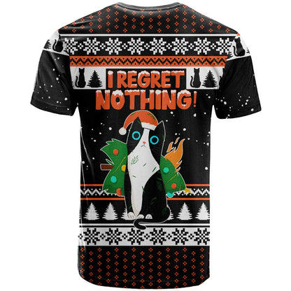 I Regret Nothing Cat Christmas Christmas T-Shirt Xmas Holiday Patterns Graphic Tee