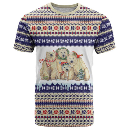 Polar Bears Christma Christmas T-Shirt Xmas Holiday Patterns Graphic Tee