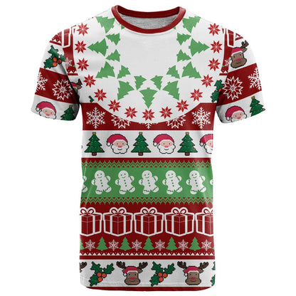 Snowman Tree Christmas T-Shirt Xmas Holiday Patterns Graphic Tee