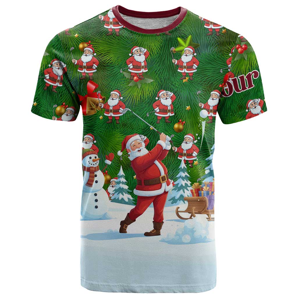 Custom Funny Christmas Golf Shirt Mens Golf T-Shirt Santa Golfer Christmas Graphic Tee