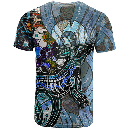 Kangaroo Aboriginal Pattern Dot Art T-Shirt Graphic Tee