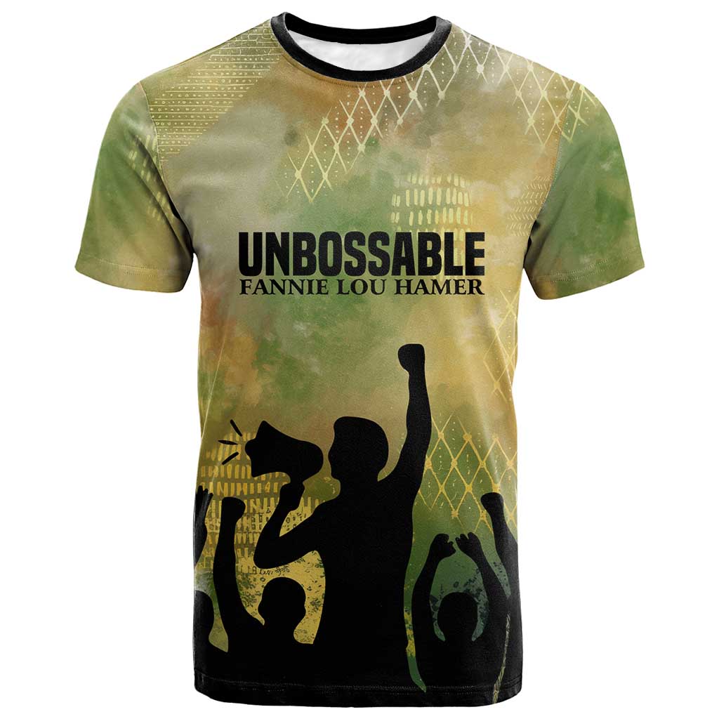 Fannie Lou Hamer T-Shirt Unbossable Quote Design Protest Silhouettes and Voting Rights Tribute Graphic Tee