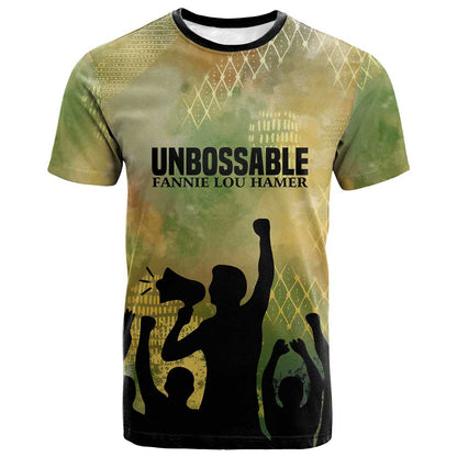 Fannie Lou Hamer T-Shirt Unbossable Quote Design Protest Silhouettes and Voting Rights Tribute Graphic Tee