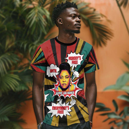 Fannie Lou Hamer T-Shirt with Pop Art Comic Style Design Bold Quote and Civil Rights Tribute Graphic Tee