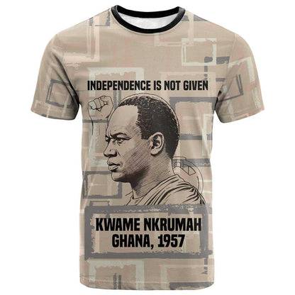 Kwame Nkrumah T-Shirt with Raised Fist Design and Independence Quote Ghana 1957 Tribute Graphic Tee