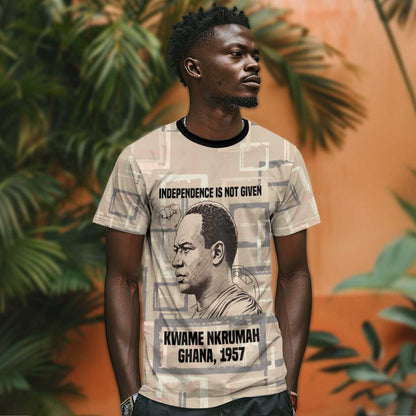 Kwame Nkrumah T-Shirt with Raised Fist Design and Independence Quote Ghana 1957 Tribute Graphic Tee