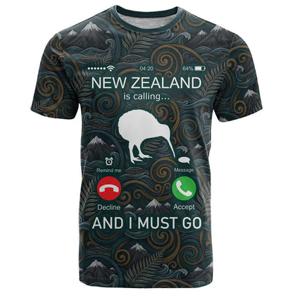 New Zealand is Calling and I Must Go T-Shirt Kiwi Bird Silhouette Graphic Tee