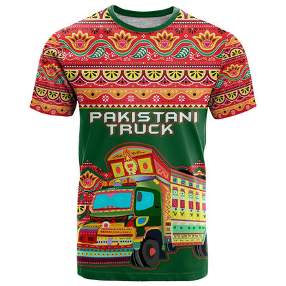 Pakistan Truck Art T-Shirt National Emblem & Traditional Patterns Graphic Tee