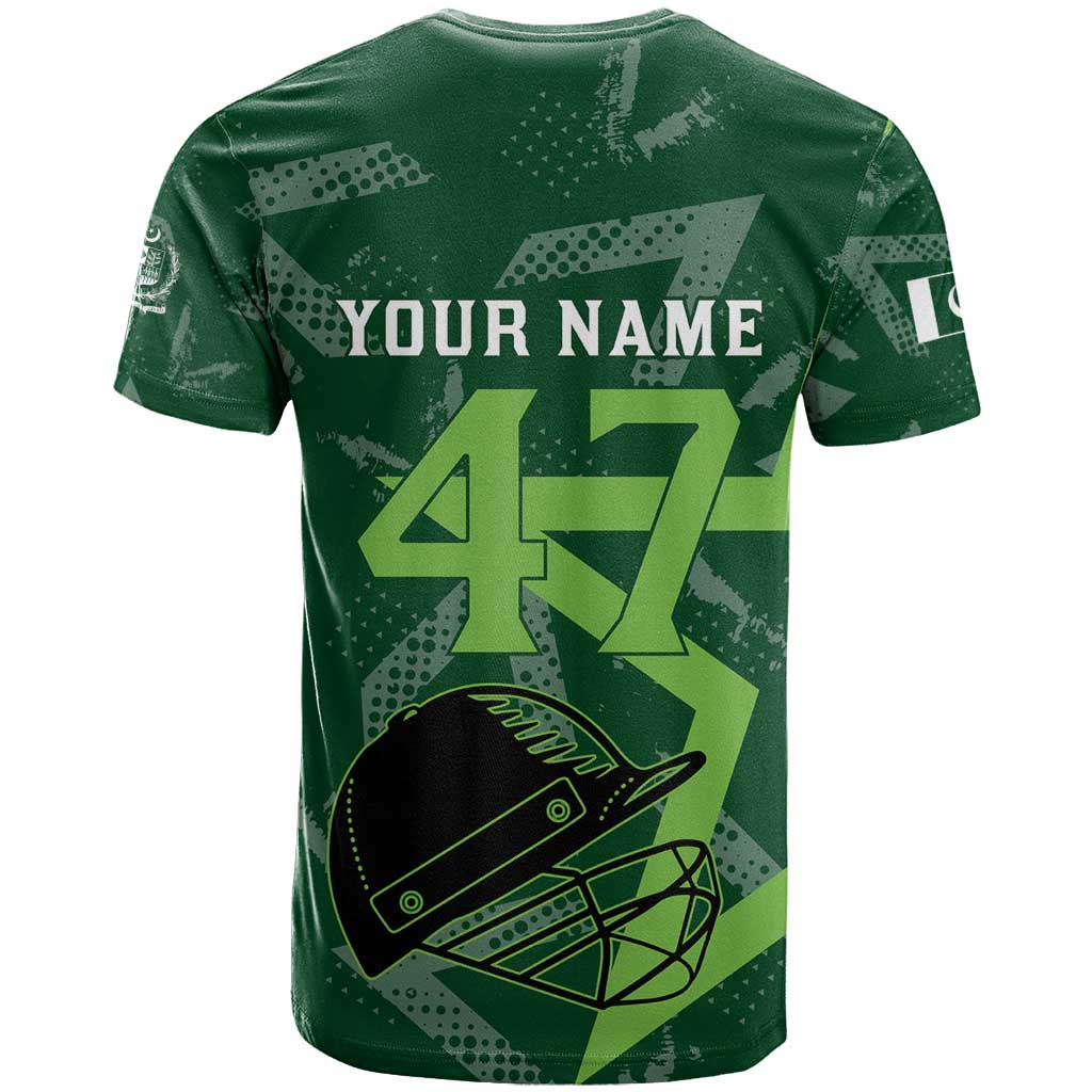 Pakistan Cricket T-Shirt Sporty Style with Flag Stars & Player Illustration Graphic Tee