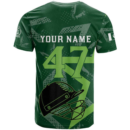 Pakistan Cricket T-Shirt Sporty Style with Flag Stars & Player Illustration Graphic Tee