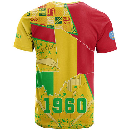 Mali Map T-Shirt Heart-Inspired Design with National Flag Colors Graphic Tee