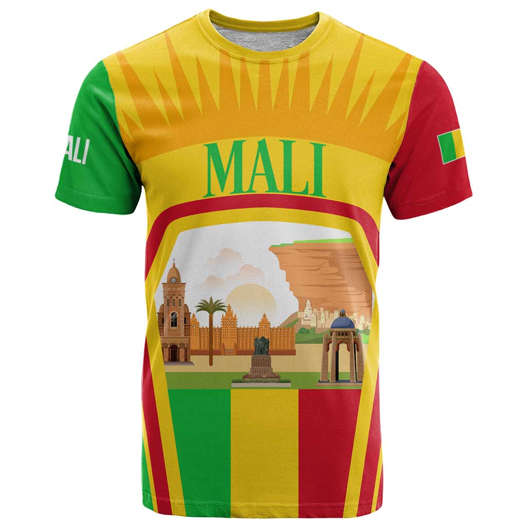 Mali Landmarks T-Shirt Cultural Patterns & Famous Tourist Destinations Graphic Tee