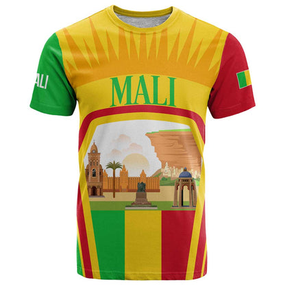 Mali Landmarks T-Shirt Cultural Patterns & Famous Tourist Destinations Graphic Tee