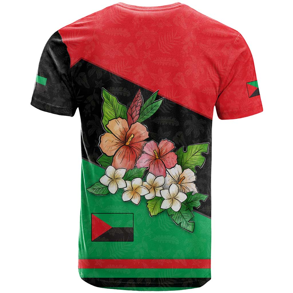 Martinique Island Pride T-Shirt Tropical Hibiscus and Plumeria Floral Flag Design Graphic Tee