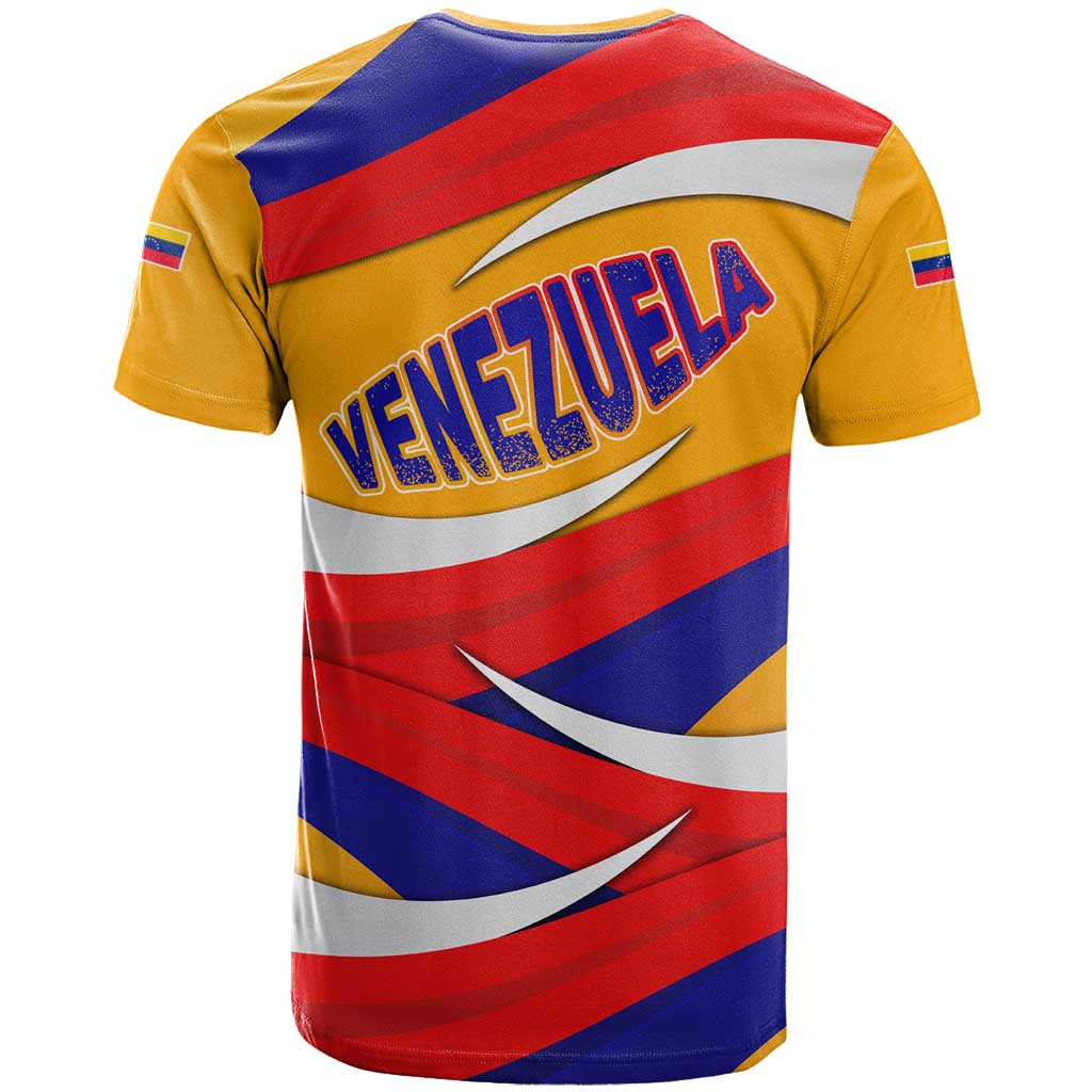 Venezuela T-Shirt with Yellow Red Blue Flag Stripe Wave Spirit Graphic Tee