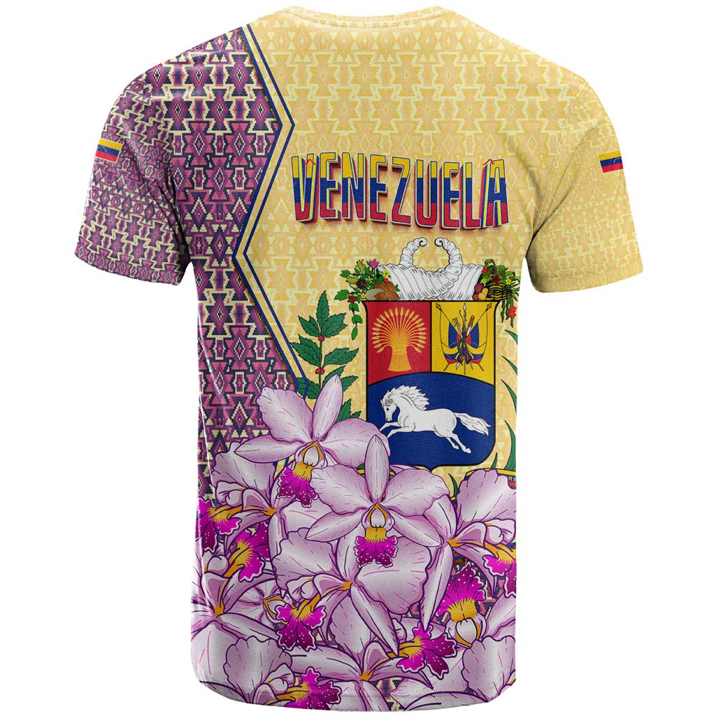 Venezuela T-Shirt with National Bird Orchid Flower Coat of Arms Spirit Graphic Tee