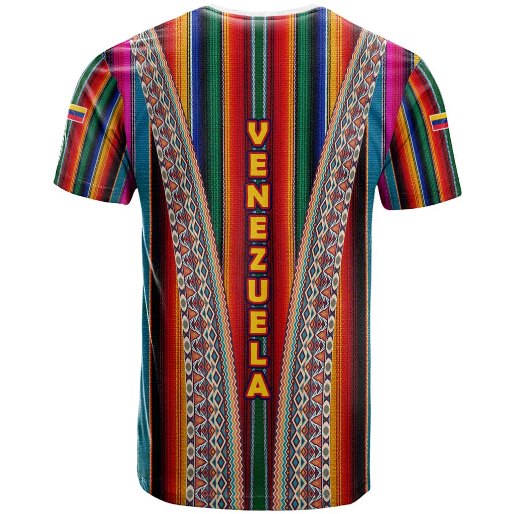 Venezuela T-Shirt with Andean Multicolor Woven Textile Stripe Spirit Graphic Tee