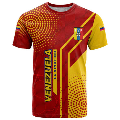 Venezuela T-Shirt with La Vinotinto Football Federation Red Yellow Spirit Graphic Tee